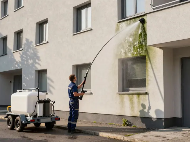 Fassadenreinigung ohne Gerüst: So funktionieren Teleskopsysteme und warum sie sicherer sind