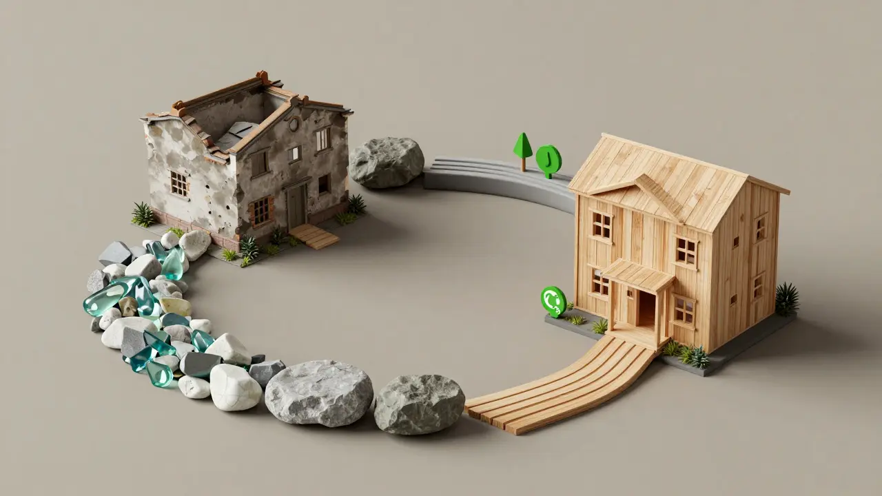 Ein Kreislauf aus recycelten Baustoffen, der alte und neue Gebäude miteinander verbindet.