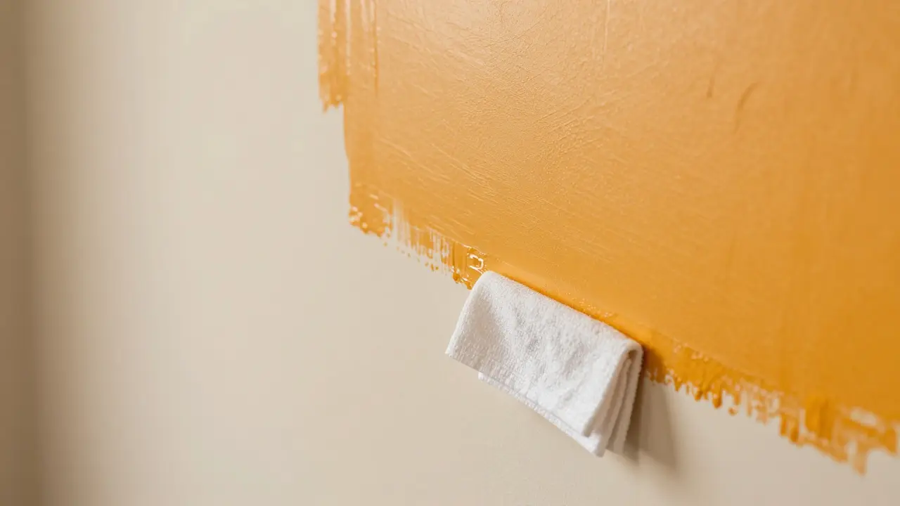 Eine perfekt saubere Farbkante zwischen zwei Wänden nach dem Abziehen des Klebebands.