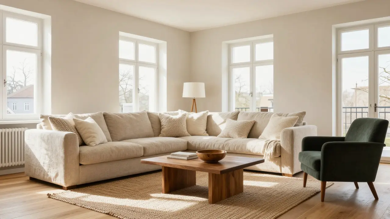 Wohnzimmer in Weiß und Beige: So schaffst du eine ruhige, lichtdurchflutete Atmosphäre