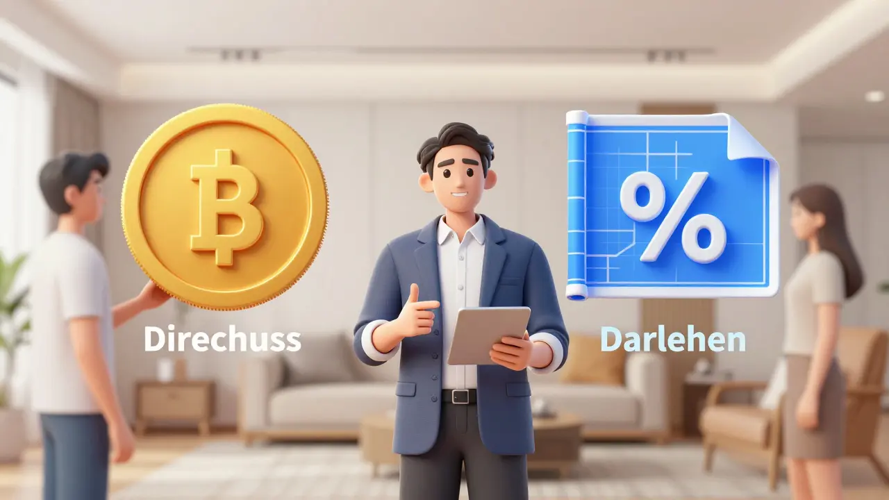 Energieberater erklärt Hausbesitzern die Wahl zwischen Zuschuss und Darlehen