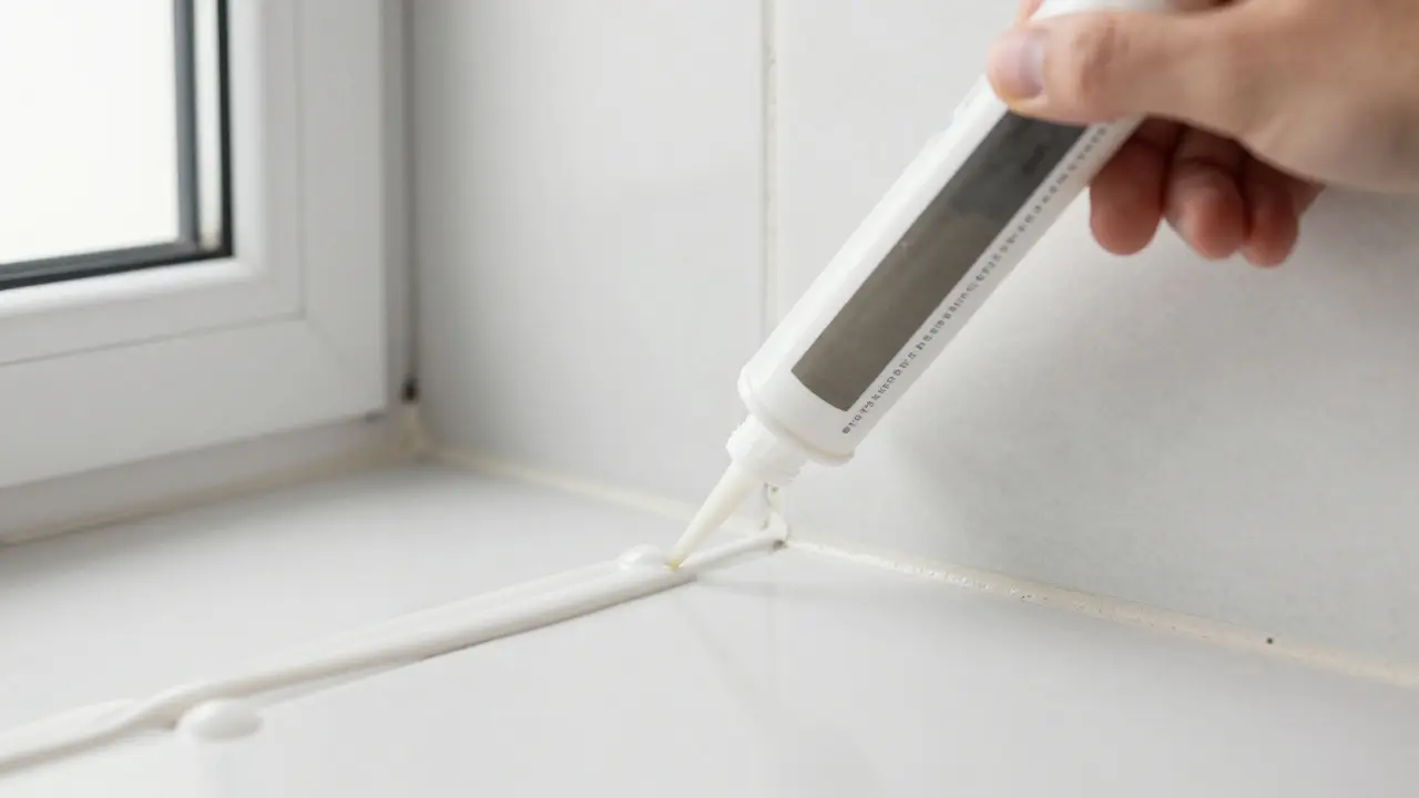 Fachgerechtes Auftragen von schimmelresistentem Silikon in eine Badfuge