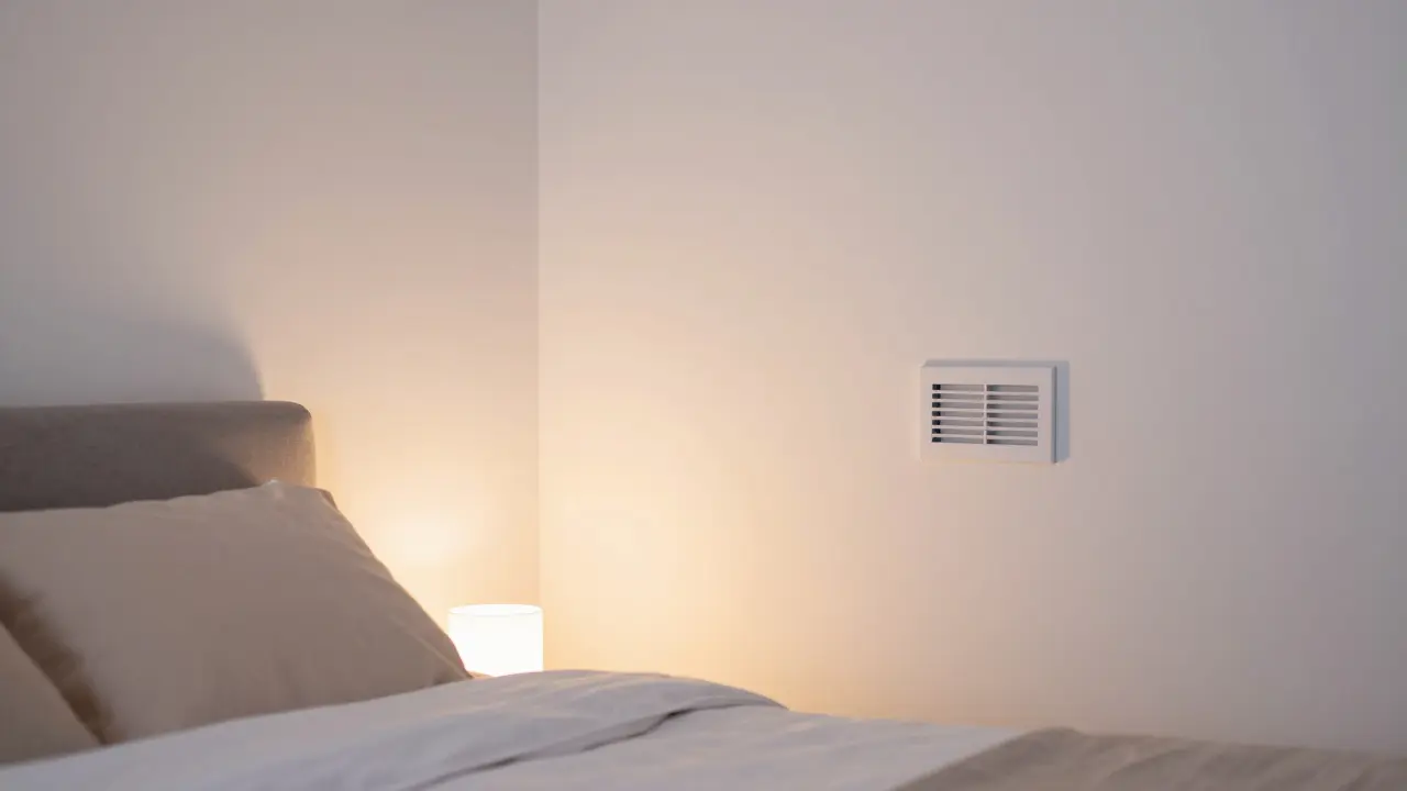 Frische und gesunde Raumluft in einem modern lüftenden Schlafzimmer