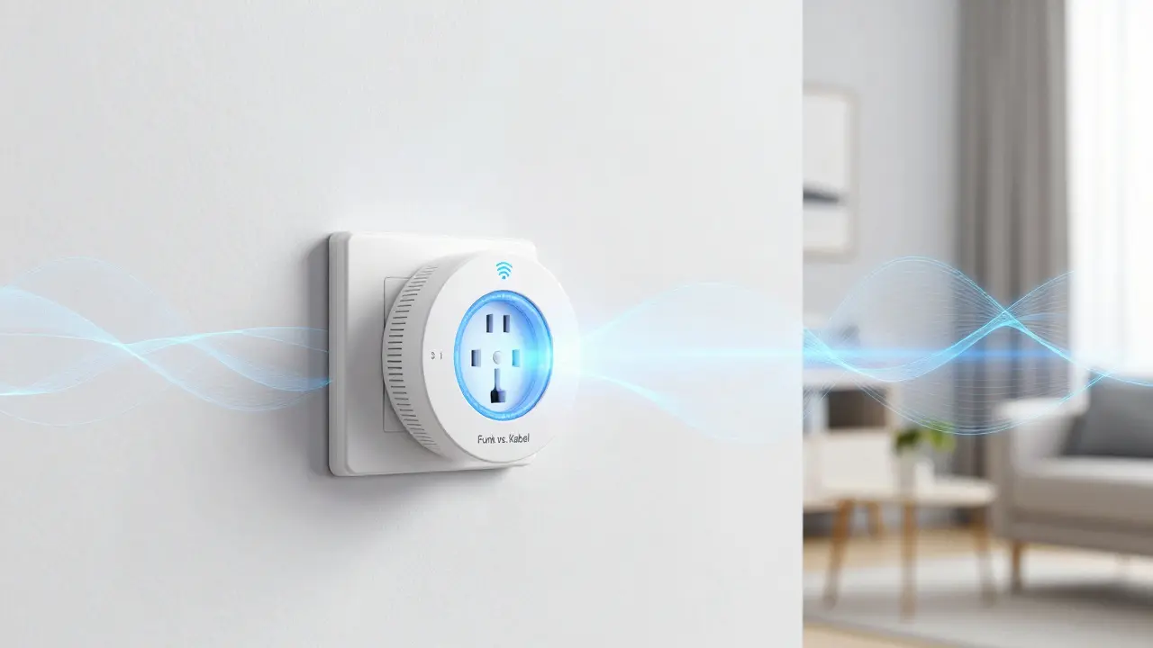 Installation von Funk-Sensoren und Smart-Home-Komponenten an einer Wand