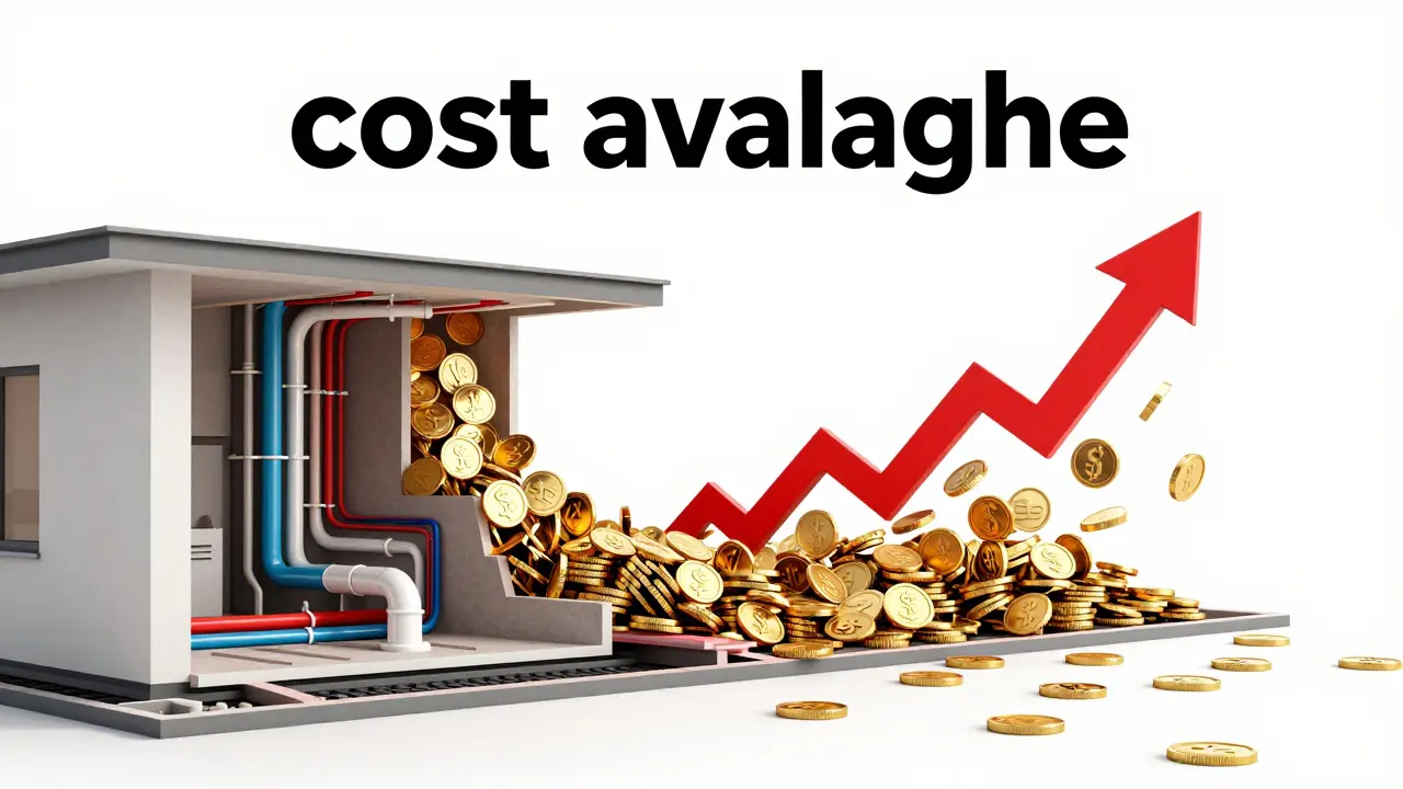 Konzeptbild von steigenden Kosten für Heizung und Elektroinstallationen.