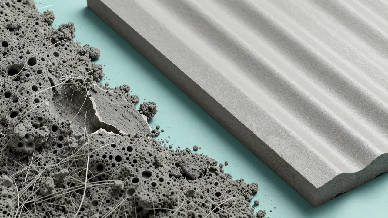 Vergleich zwischen schwach gebundenem Dämmstoff und festem Asbestzement