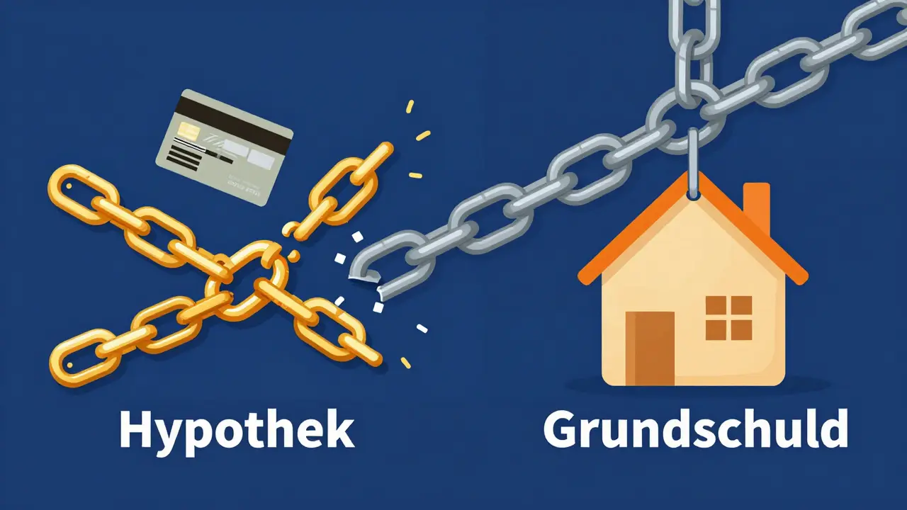 Grafik zeigt Unterschied zwischen Hypothek und persistierender Grundschuld