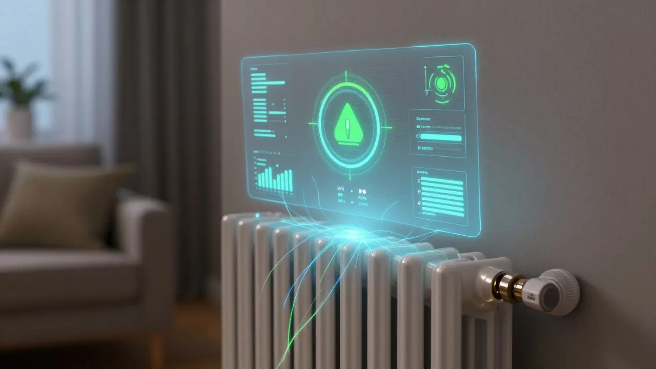 Holografische Anzeige über einem traditionellen Radiator