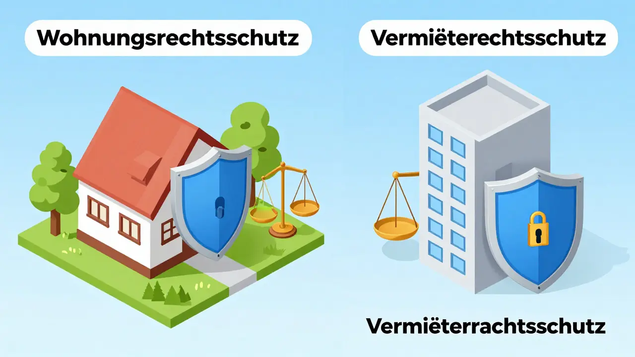 Konzeptillustration: Schutz für Eigenheim vs. Vermieter