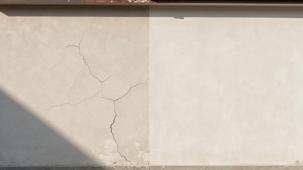 Vorher-Nachher-Vergleich einer sanierten Hausfassade