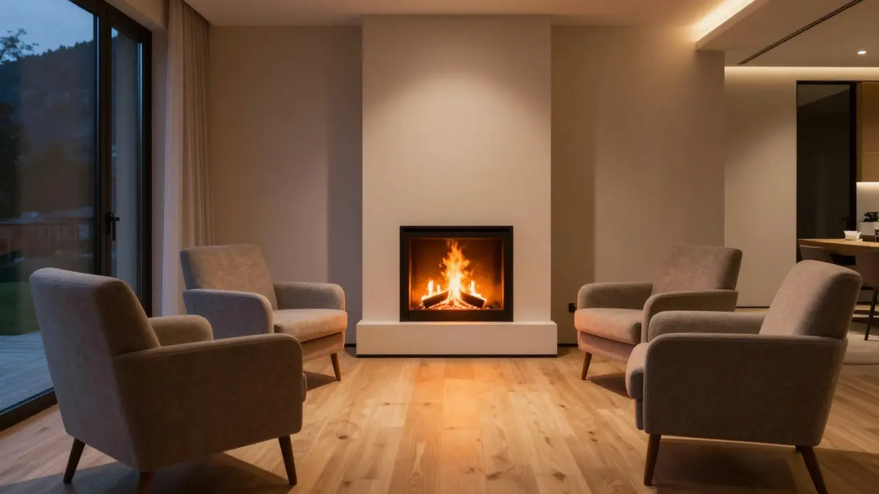 Wohnzimmer mit Kamin planen: Sitzordnung, TV-Position und Sicherheitsabstand