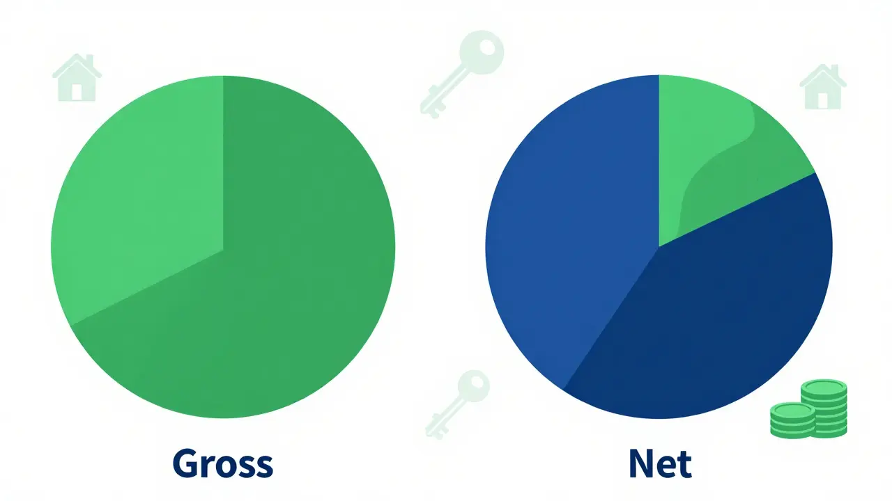 Diagramm zeigt Unterschied zwischen Brutto- und Netto-Rendite