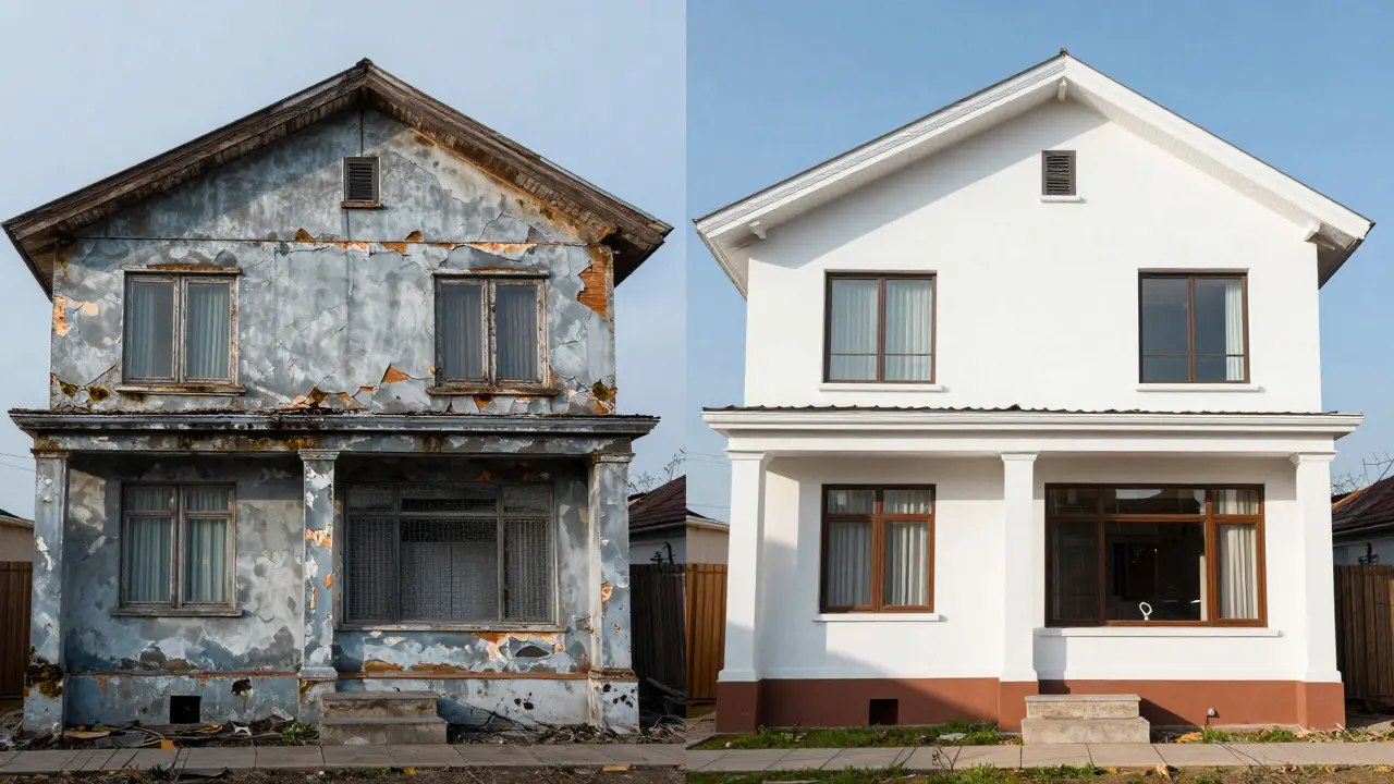 Fassade gedämmt und neu gestaltet: Vorher-Nachher im Vergleich