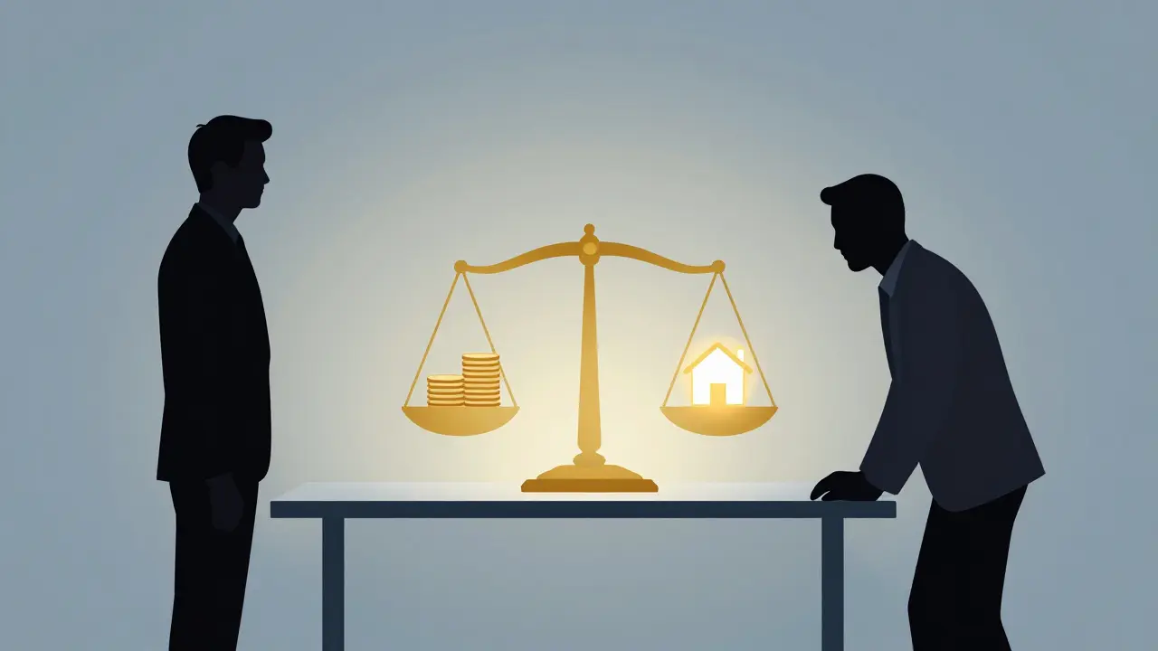 Konzeptillustration der Verhandlungsbalance zwischen Käufer und Verkäufer
