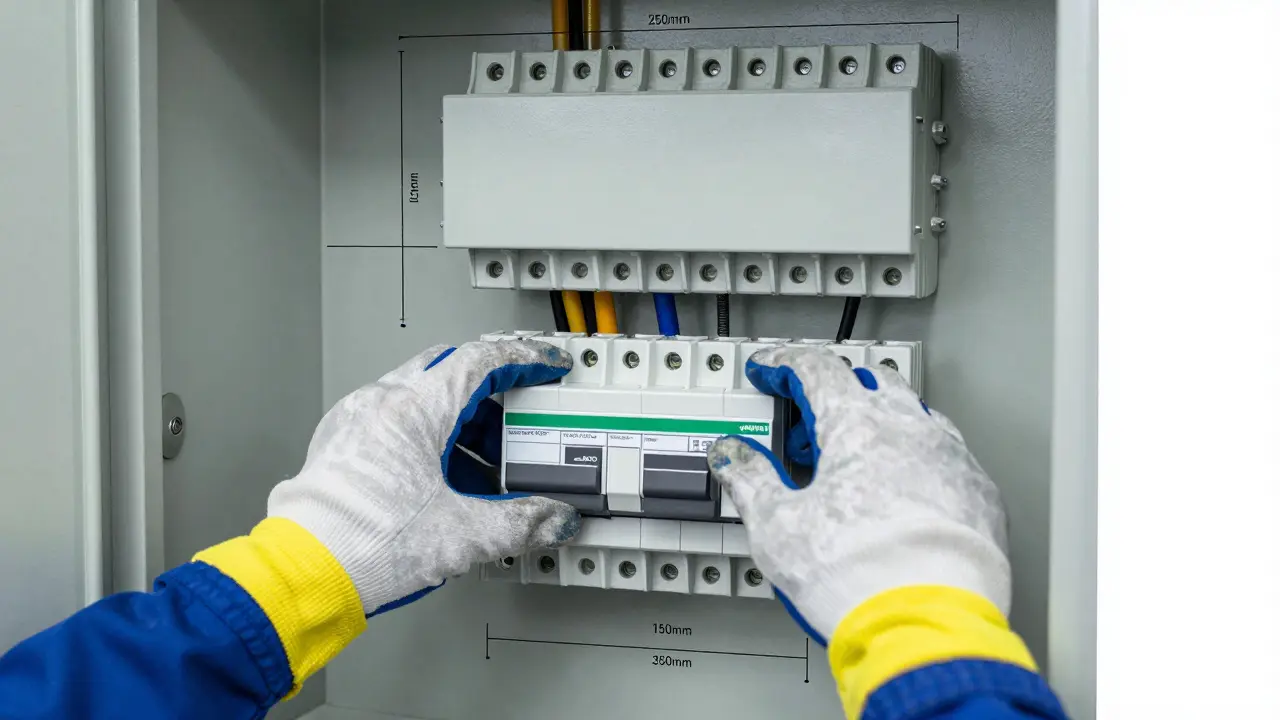 Querschnitt eines Zählerschranks mit Smart Meter und Freiraum