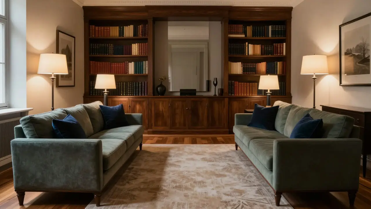 Zwei gegenüberliegende Sofas für klassische Salon-Atmosphäre