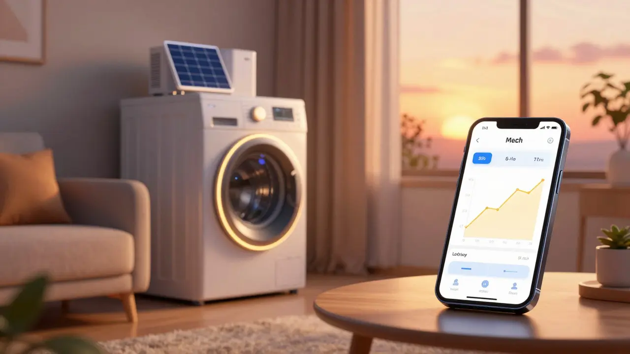 Smart Home Geräte nutzen direkte Solarenergie am Abend
